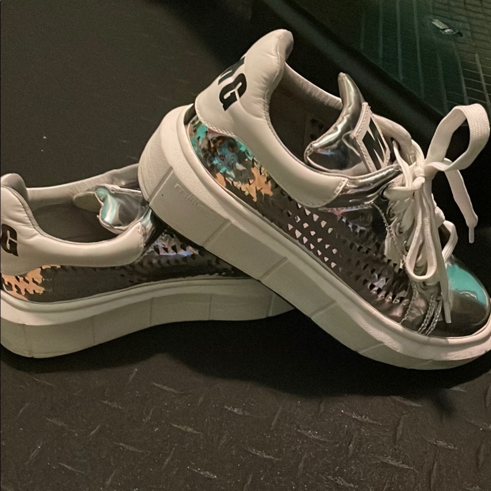 Stylish White and Silver Women's Sneakers